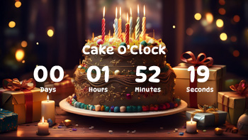Birthday party and cake countdown timer.
