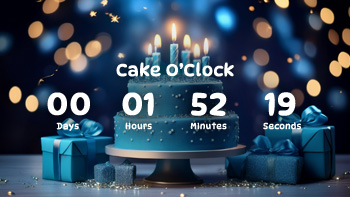 Birthday party and cake countdown timer for boys.