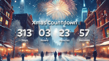 Xmas Countdown Timer With Snowfall, Fireworks and City